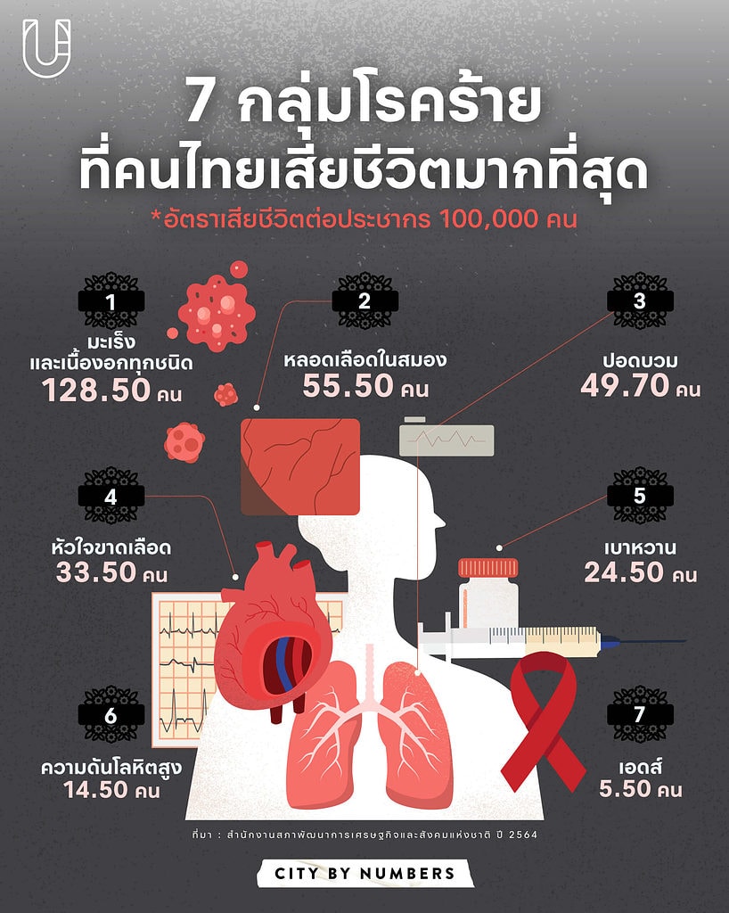 7 กลุ่มโรคร้ายที่คนไทยเสียชีวิตมากที่สุด