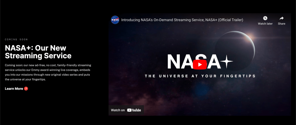 นาซาเตรียมเปิดตัวบริการสตรีมมิง 
NASA+