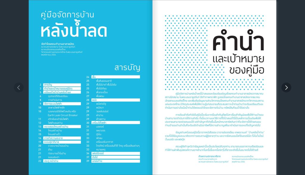 คู่มือจัดการบ้านหลังน้ำลด น้ำท่วม หนังสือ ฝนตกหนัก บ้าน