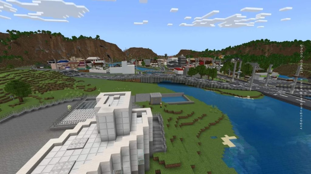 Minecraft เกม ญี่ปุ่น แบบจำลองป้องกันน้ำท่วม